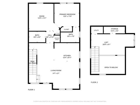 Floor plan for 2 beds, 2 baths